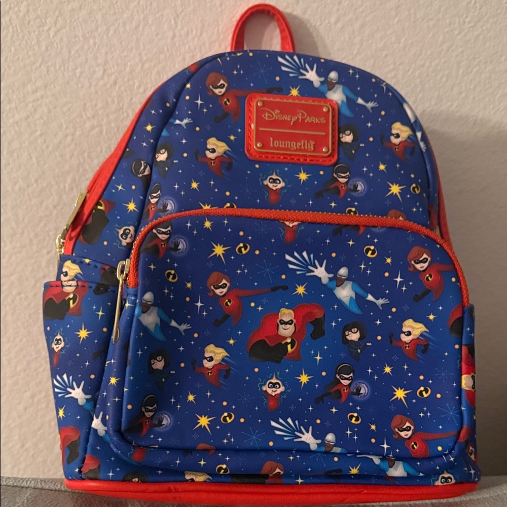 Disney Blue Incredibles Kids Mini Backpack with Red Trim